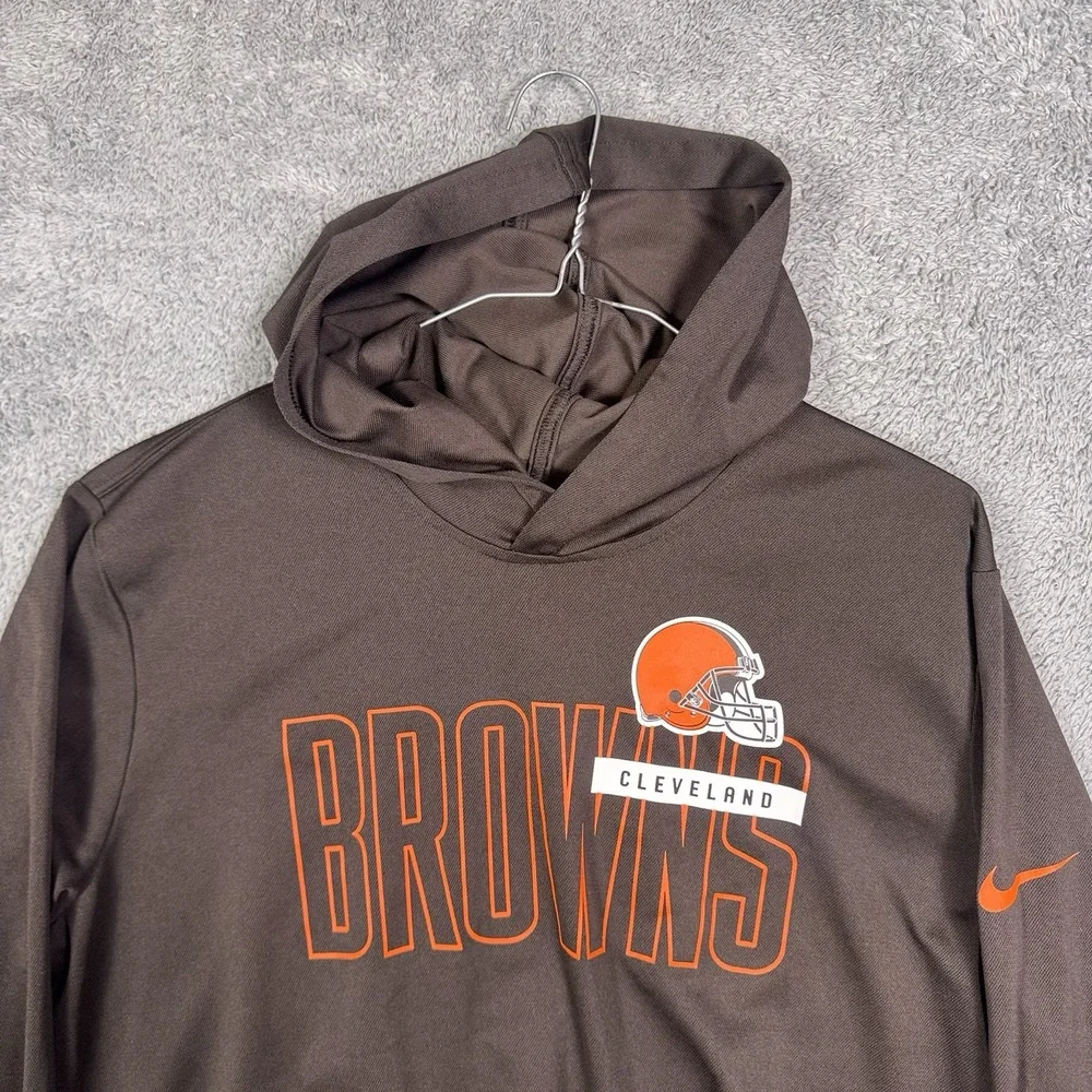 Cleveland Browns Hoodie Men L Nike Dri Fit Pullover Shirt Lightweight Sweatshirt